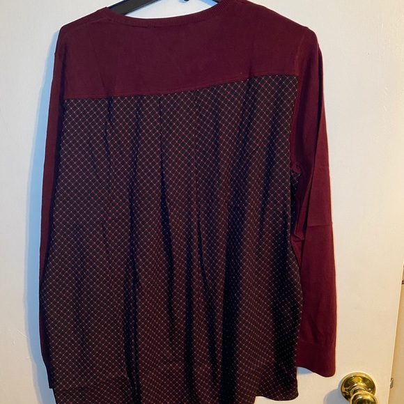 NWT Loft maroon mixed media sweater w navy line XL - Picture 8 of 13